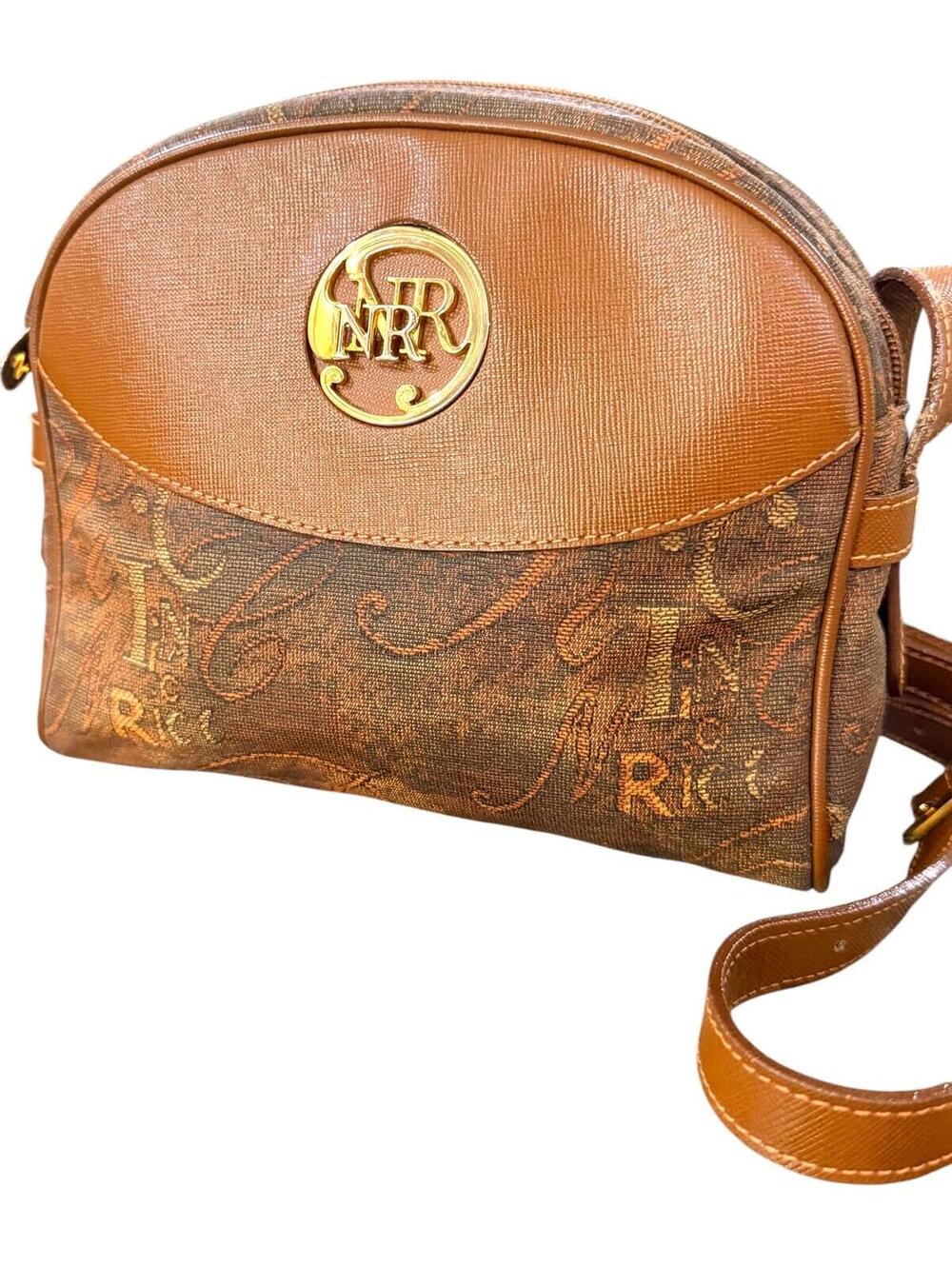 Nina Ricci Brown Leather and Canvas Crossbody Bag